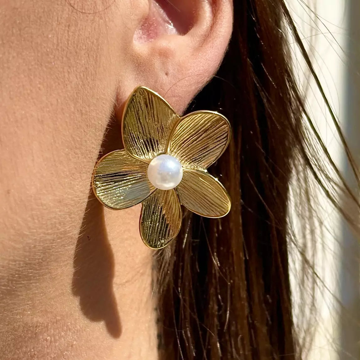 Boucles d’oreilles Fleur Perlée