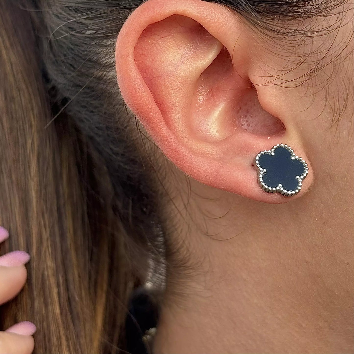 Boucles d’oreilles Stella Silver Noir