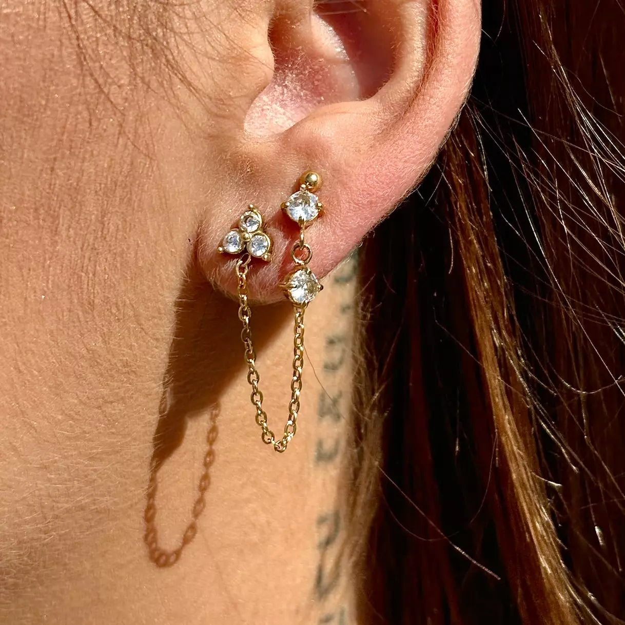 Boucles d’oreilles Chaîne strass