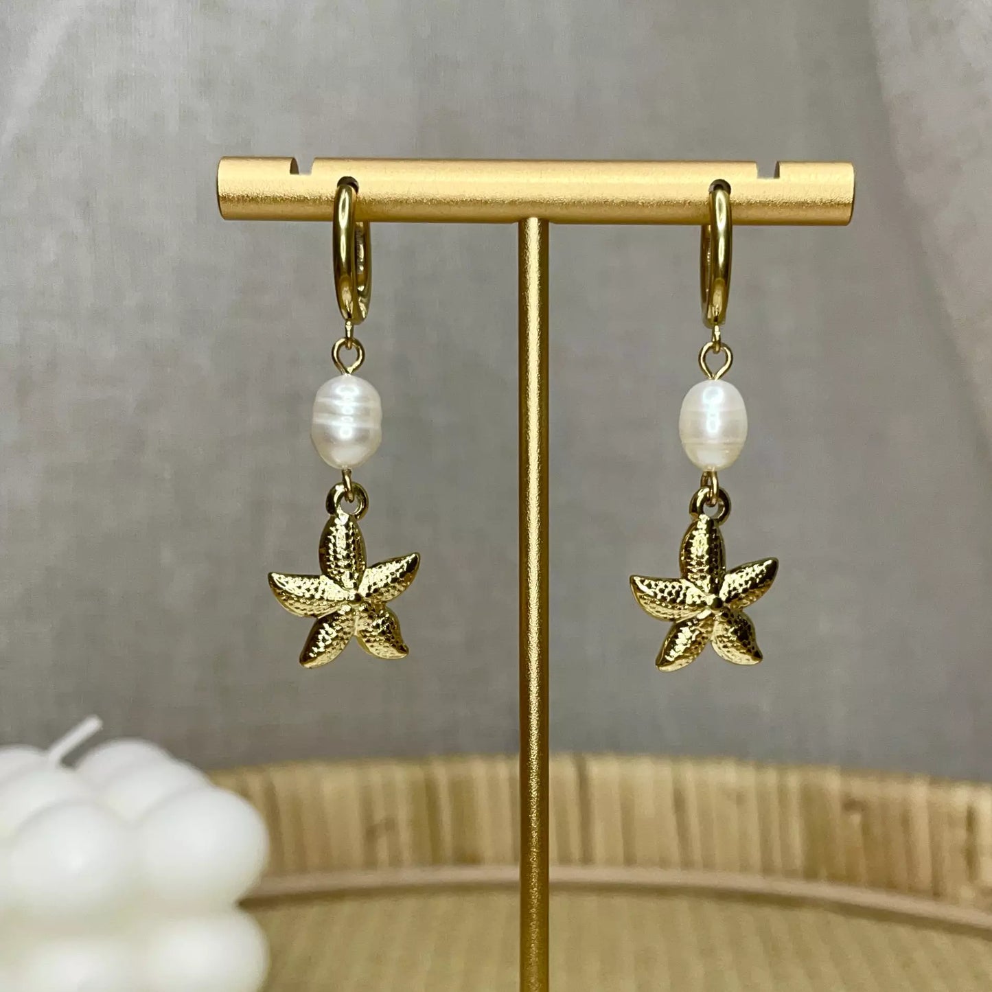 Boucles d’oreilles pendentif océan Gold