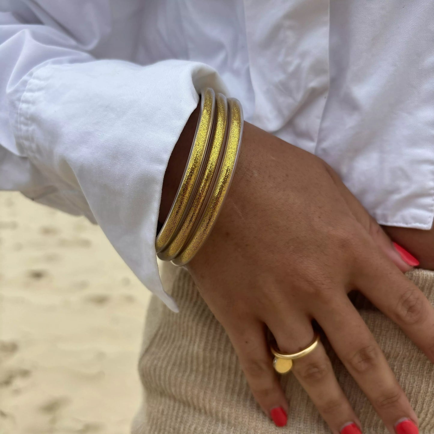 Jonc Boudhiste Gold pailletée 