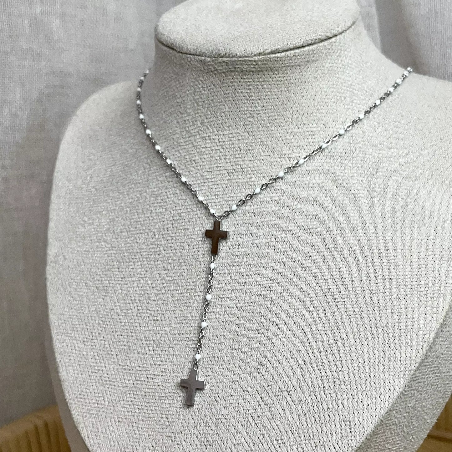 Collier Chapelet Blanc Silver