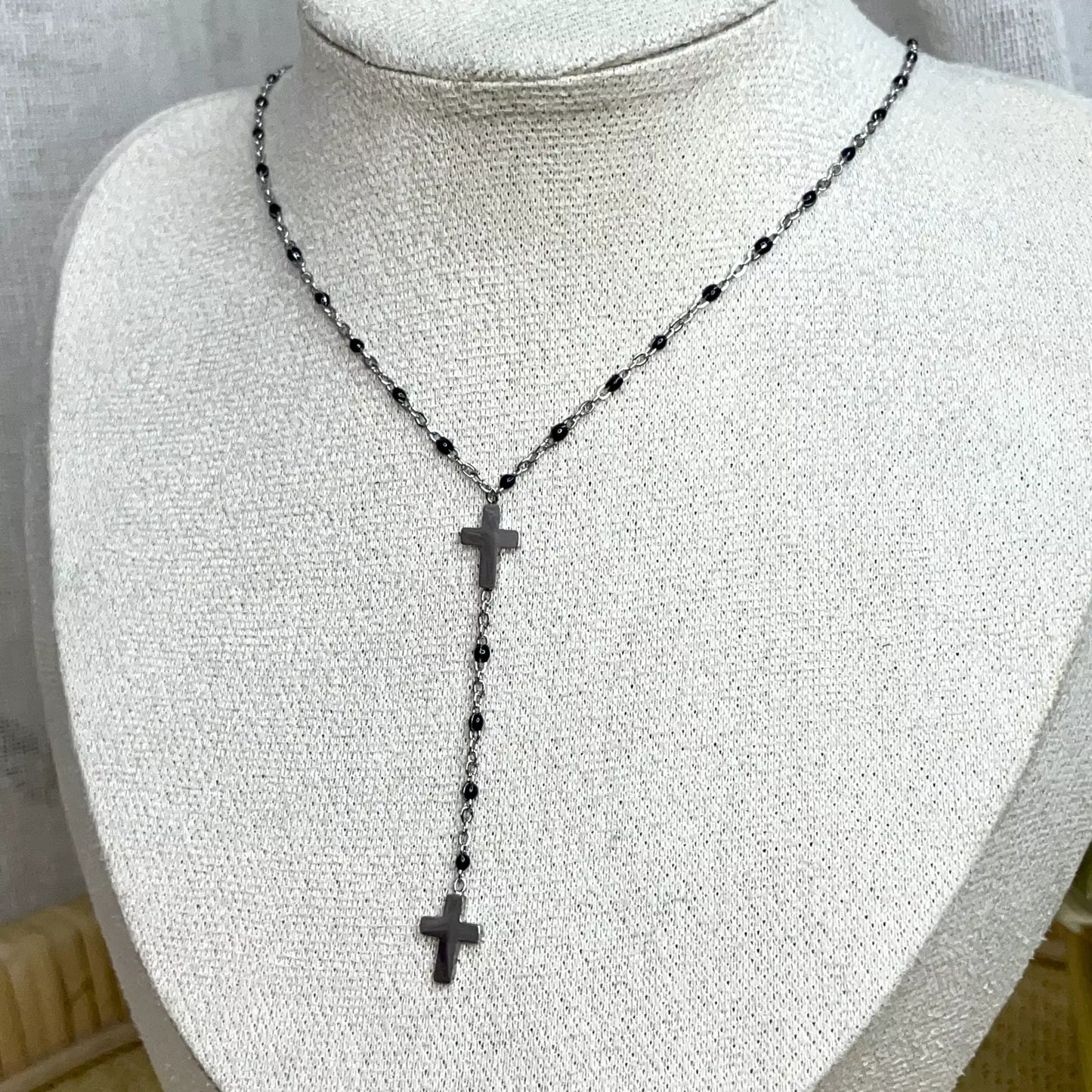 Collier chapelet Noir Silver