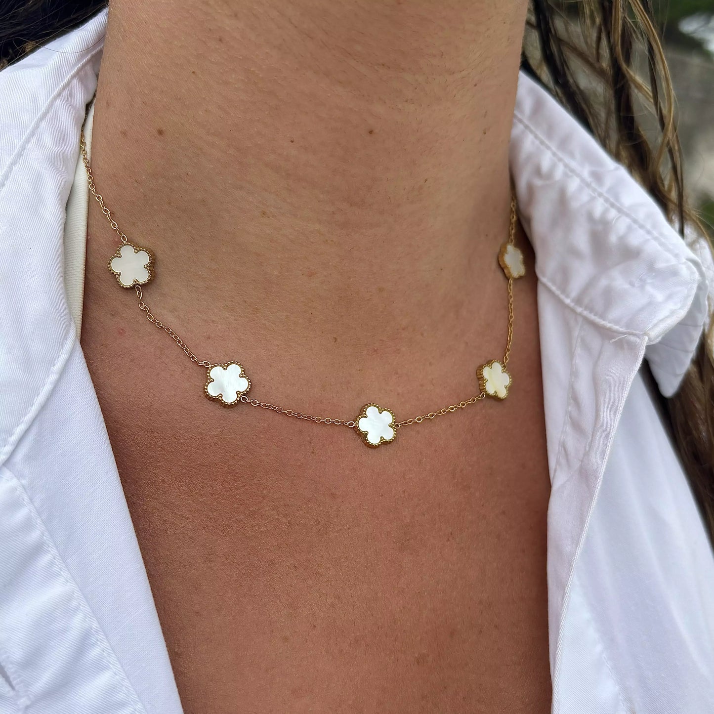Collier Stella Gold Blanc
