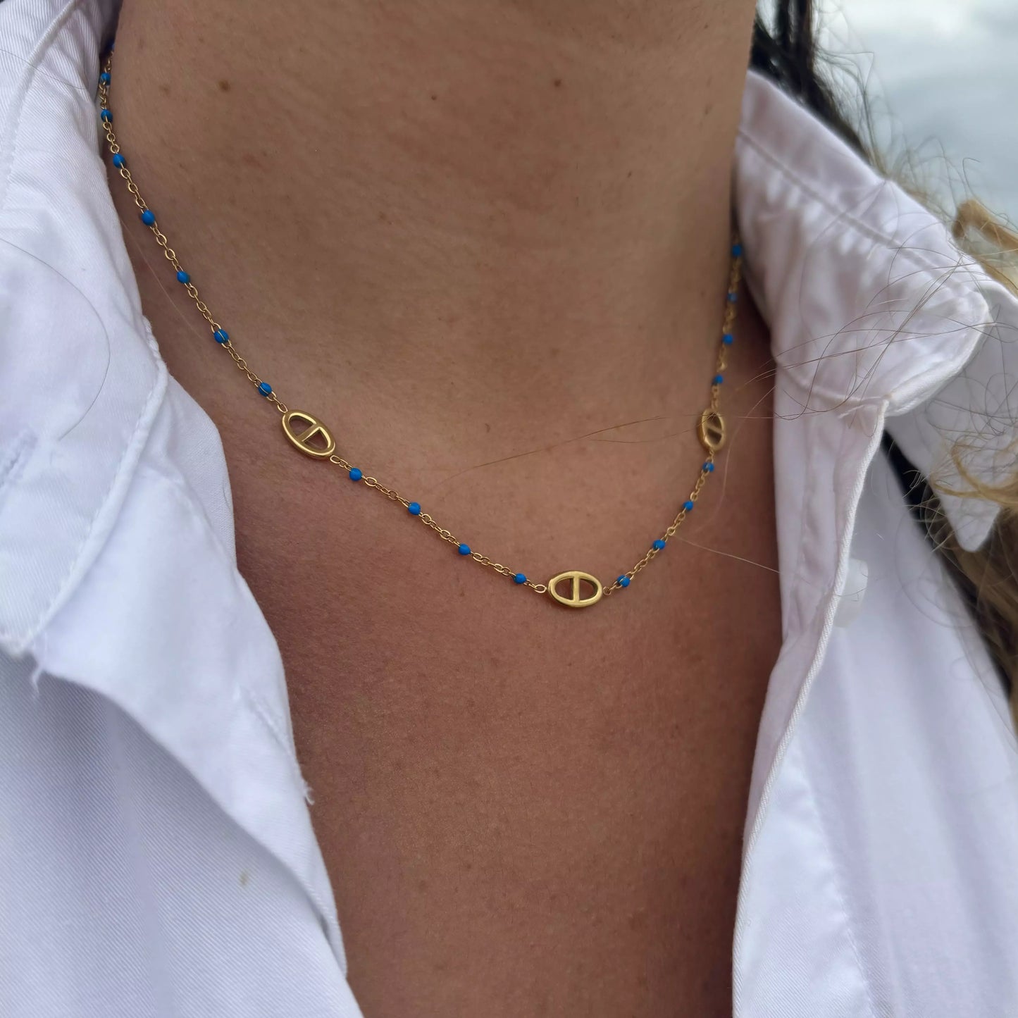 Collier Jenna Gold Bleu