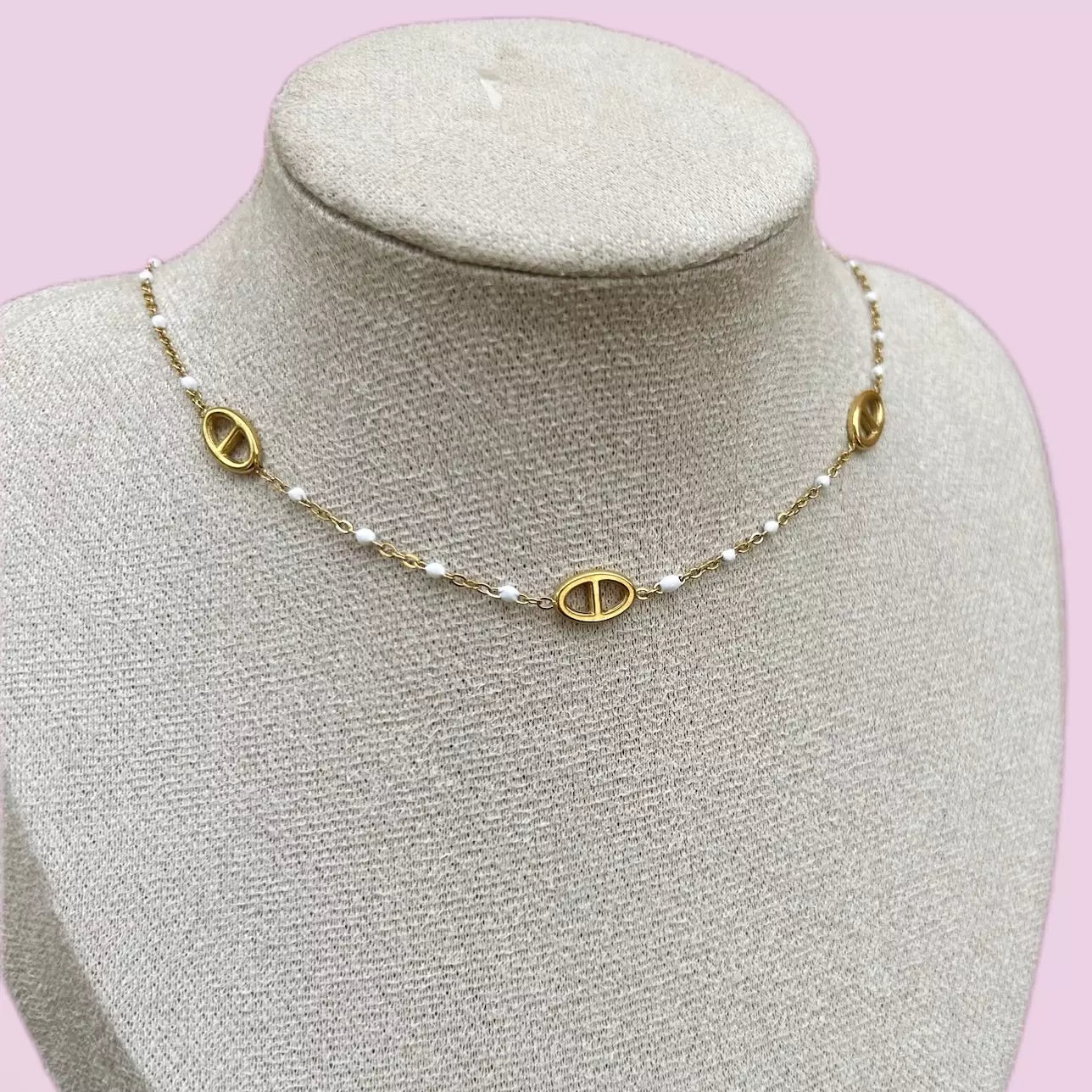 Collier Jenna Gold blanc