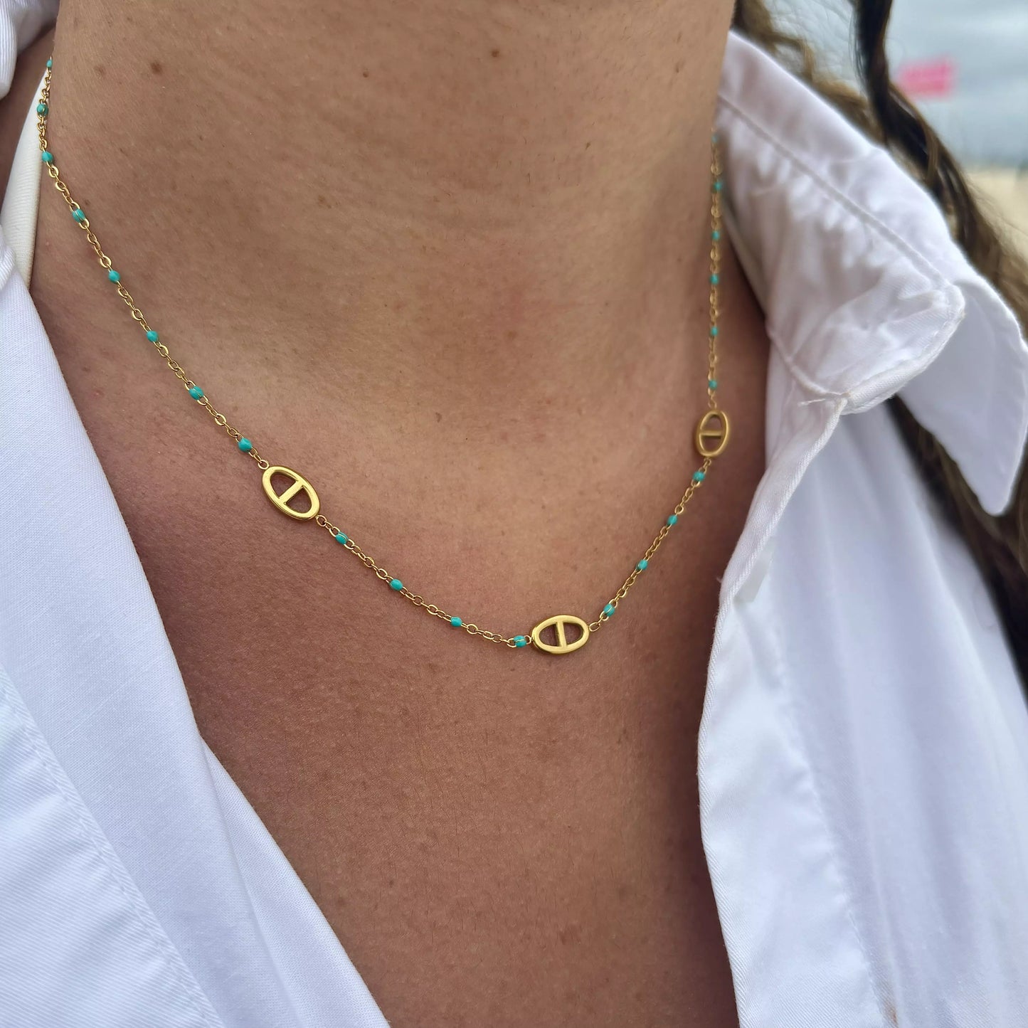 Collier Jenna Gold Turquoise