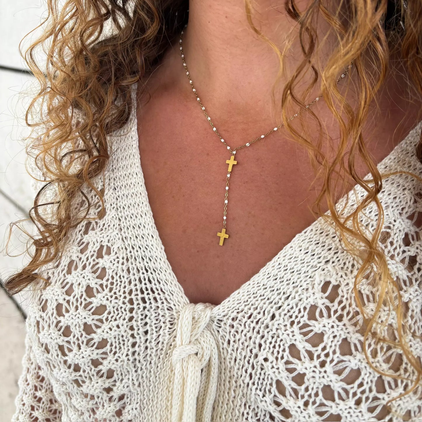 Collier Chapelet Blanc